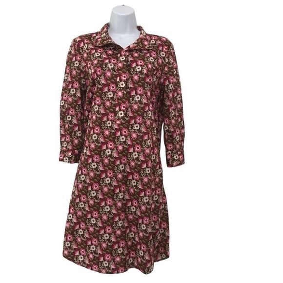 Dresses & Skirts - J McLaughlin Ladies Size Small Berlin Dress Brown Pink Floral Long Sleeve Shift